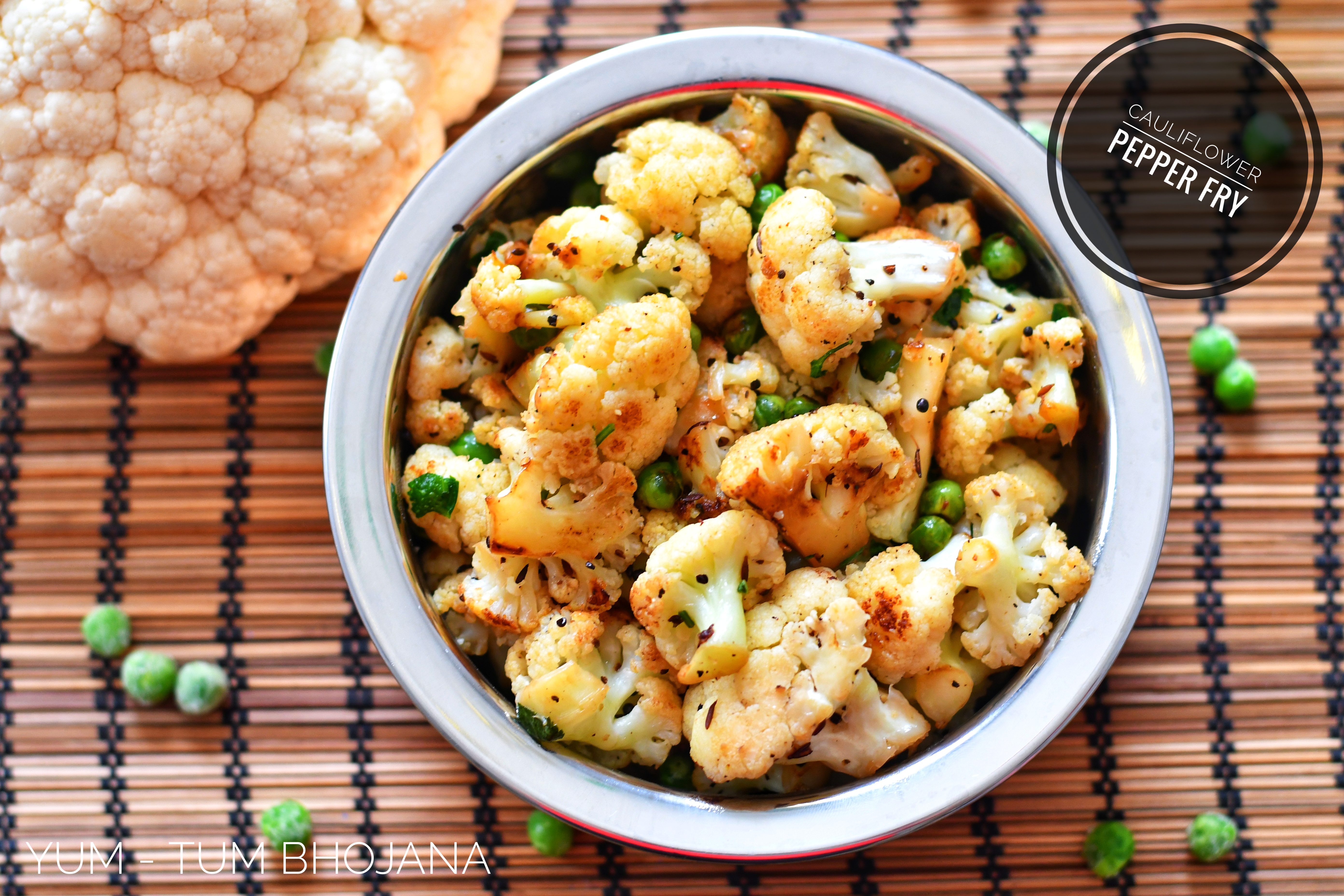 Cauliflower Pepper Fry Close up